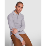 Polo lunga in cotone con polsini a costine 220g/m2 Roly Direct Estrella color blu mare quarta vista d'uso