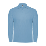 Polo lunga in cotone con polsini a costine 220g/m2 Roly Direct Estrella color azzurro seconda vista