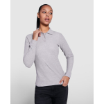 Polo lunga da donna in cotone 220 g/m2 Roly Direct Estrella color blu mare quarta vista d'uso