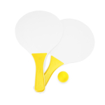 Set da beach tennis con 2 racchette in legno e 1 pallina color giallo seconda vista