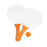 Set da beach tennis con 2 racchette in legno e 1 pallina color arancione seconda vista