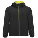 Softshell con cappuccio rimovibile e tasche Roly Direct Siberia color nero prima vista d'uso