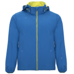 Softshell con cappuccio rimovibile e tasche Roly Direct Siberia color blu reale prima vista d'uso