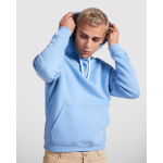 Felpa in cotone e poliestere 280 g/m2 Roly Direct Urban color azzurro pastello quarta vista d'uso