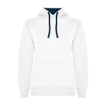 Felpa slim fit donna in cotone e poliestere 280g/m2 Roly Direct Urban L color bianco/blu seconda vista
