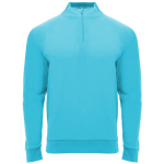 Felpa in poliestere con mezza zip 200 g/m2 Roly Direct Epiro color turchese prima vista d'uso