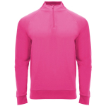 Felpa in poliestere con mezza zip 200 g/m2 Roly Direct Epiro color rosa fluorescente prima vista d'uso
