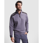 Felpa con mezza zip in cotone e poliestere 280g/m2 Roly Maverick color nero prima vista d'uso