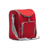 Borsa termica in poliestere con tasca principale isotermica da 15L color rosso prima vista d'uso