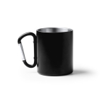 Tazza in acciaio riciclato 304 doppia parete manico moschettone 300ml color nero seconda vista