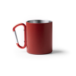 Tazza in acciaio riciclato 304 doppia parete manico moschettone 300ml color rosso seconda vista