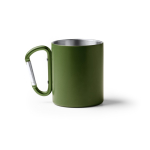 Tazza in acciaio riciclato 304 doppia parete manico moschettone 300ml color verde scuro seconda vista