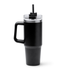 Tazza termica in acciaio inox riciclato con cannuccia 870ml color nero seconda vista