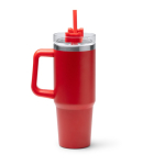 Tazza termica in acciaio inox riciclato con cannuccia 870ml color rosso seconda vista