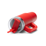 Tazza termica in acciaio inox riciclato con cannuccia 870ml color rosso vista dettaglio 1