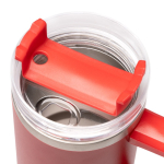 Tazza termica in acciaio inox riciclato con cannuccia 870ml color rosso vista dettaglio 4
