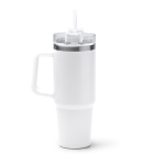 Tazza termica in acciaio inox riciclato con cannuccia 870ml color bianco seconda vista