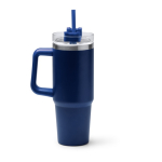 Tazza termica in acciaio inox riciclato con cannuccia 870ml color blu mare seconda vista