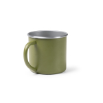 Tazza in acciaio inox riciclato con bordo e interno argentati 350ml color bianco prima vista d'uso