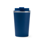 Bicchiere termico in acciaio inox con coperchio a vite antifuga 450ml color blu mare seconda vista