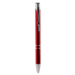 Penna in alluminio riciclato con meccanismo a pressione inchiostro blu color rosso prima vista