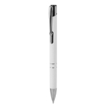 Penna in alluminio riciclato con meccanismo a pressione inchiostro blu color bianco prima vista
