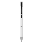Penna in alluminio riciclato con meccanismo a pressione inchiostro blu color bianco seconda vista