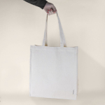 Shopper in cotton canvas riciclato con manici lunghi 240 g/m2 color naturale vista dettaglio 2