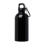 Borraccia in acciaio inox riciclato con moschettone da 400ml color nero seconda vista frontale