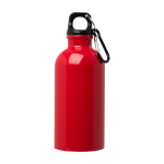 Borraccia in acciaio inox riciclato con moschettone da 400ml color rosso seconda vista frontale