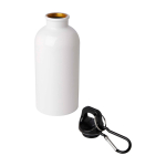 Borraccia in acciaio inox riciclato con moschettone da 400ml color bianco seconda vista