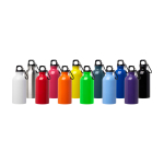 Borraccia in acciaio inox riciclato con moschettone da 400ml color bianco seconda vista in vari colori