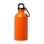 Borraccia in acciaio inox riciclato con moschettone da 400ml color arancione seconda vista frontale