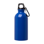 Borraccia in acciaio inox riciclato con moschettone da 400ml color blu reale seconda vista frontale