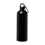 Borraccia in acciaio inox riciclato con moschettone da 750ml color nero seconda vista frontale