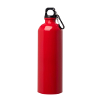 Borraccia in acciaio inox riciclato con moschettone da 750ml color rosso seconda vista frontale