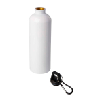 Borraccia in acciaio inox riciclato con moschettone da 750ml color bianco seconda vista