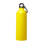 Borraccia in acciaio inox riciclato con moschettone da 750ml color giallo seconda vista frontale