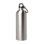 Borraccia in acciaio inox riciclato con moschettone da 750ml color argento seconda vista frontale
