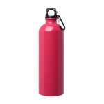 Borraccia in acciaio inox riciclato con moschettone da 750ml color fucsia seconda vista frontale