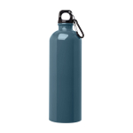 Borraccia in acciaio inox riciclato con moschettone da 750ml color azzurro ciano seconda vista frontale