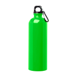 Borraccia in acciaio inox riciclato con moschettone da 750ml color verde fluorescente seconda vista frontale