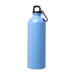Borraccia in acciaio inox riciclato con moschettone da 750ml color azzurro pastello seconda vista frontale
