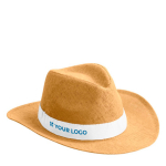 Cappello di carta con nastro in vari colori da personalizzare vista area di stampa
