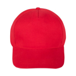 Classico cappellino 100% cotone 5 pannelli con chiusura in velcro color rosso prima vista