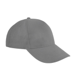 Classico cappellino 100% cotone 5 pannelli con chiusura in velcro color grigio seconda vista