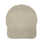 Classico cappellino 100% cotone 5 pannelli con chiusura in velcro color naturale prima vista