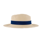 Cappello in carta color naturale con nastro colorato da personalizzare color blu