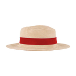 Cappello in carta color naturale con nastro colorato da personalizzare color rosso