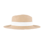 Cappello in carta color naturale con nastro colorato da personalizzare color bianco